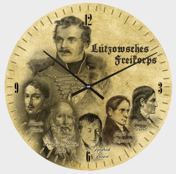 Wanduhr aus Glas - Freikorps Lützow Wanduhr aus Glas - Freikorps Lützow