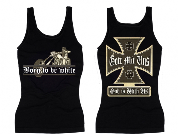 Frauen Top - Born to be white - Biker - schwarz Frauen Top - Born to be white - Biker - schwarz