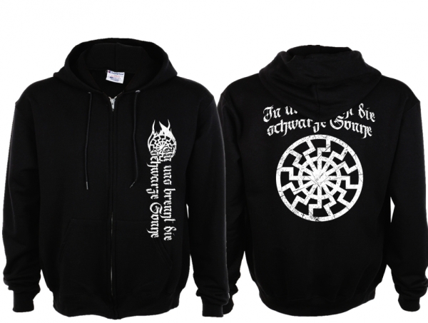 Kapuzenjacke - In uns brennt die Schwarze Sonne - schwarz/weiß Kapuzenjacke - In uns brennt die Schwarze Sonne - schwarz/weiß