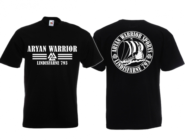 Frauen T-Shirt - Aryan Warrior - Lindisfarne 793 - Motiv 2 - Schwarz Frauen T-Shirt - Aryan Warrior - Lindisfarne 793 - Motiv 2 - Schwarz