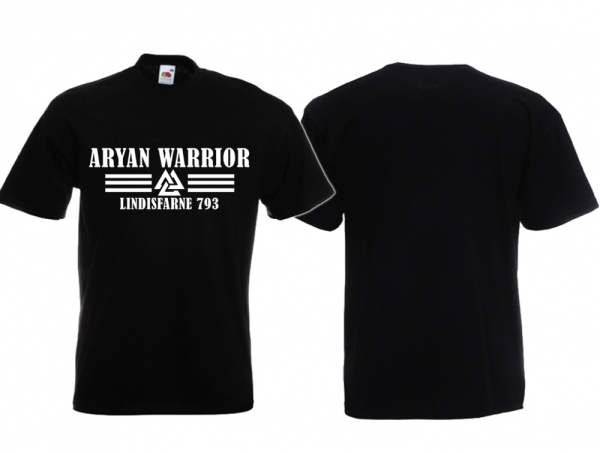 Frauen T-Shirt - Aryan Warrior - Lindisfarne 793 - Motiv 1 - Schwarz Frauen T-Shirt - Aryan Warrior - Lindisfarne 793 - Motiv 1 - Schwarz