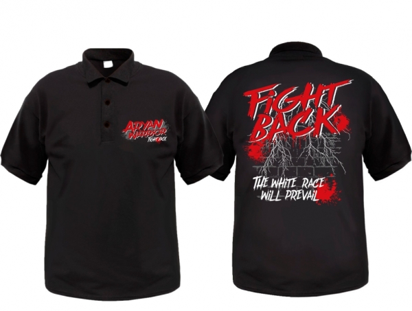 Polo-Shirt - Aryan Warrior - Fight Back - schwarz Polo-Shirt - Aryan Warrior - Fight Back - schwarz