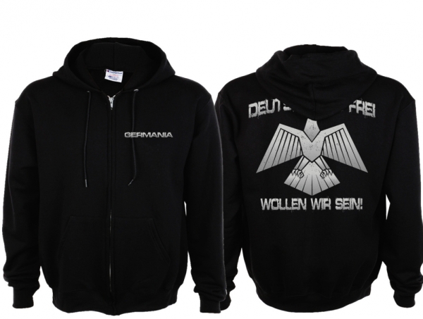 Kapuzenjacke - Deutsch und Frei - schwarz Kapuzenjacke - Deutsch und Frei - schwarz