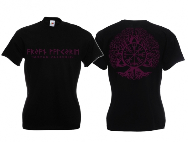 Frauen T-Shirt - Aryan Valkyrie - Vegvisir - schwarz/lila Frauen T-Shirt - Aryan Valkyrie - Vegvisir - schwarz/lila