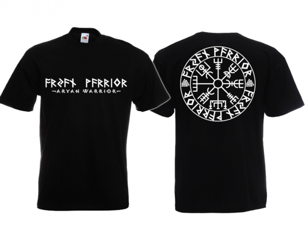 T-Hemd - Aryan Warrior - Vegvisir Runenschrift - schwarz/weiß T-Hemd - Aryan Warrior - Vegvisir Runenschrift - schwarz/weiß
