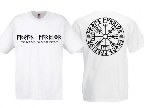 T-Hemd - Aryan Warrior - Vegvisir Runenschrift - weiß/schwarz T-Hemd - Aryan Warrior - Vegvisir Runenschrift - weiß/schwarz