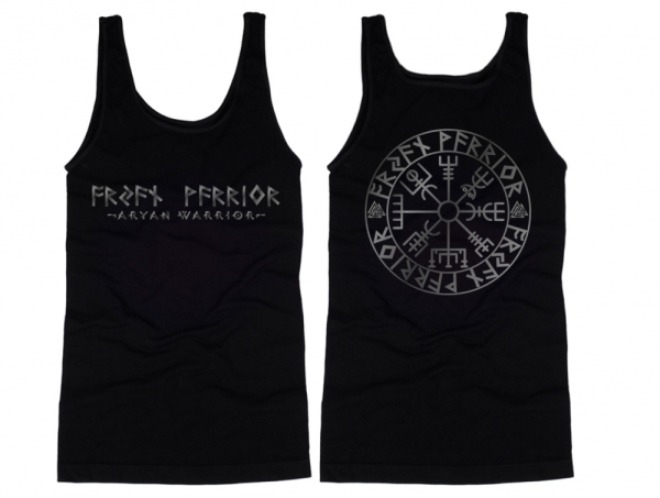 Muskelshirt/Tank Top - Aryan Warrior - Vegvisir Runenschrift - schwarz/silber Muskelshirt/Tank Top - Aryan Warrior - Vegvisir Runenschrift - schwarz/silber