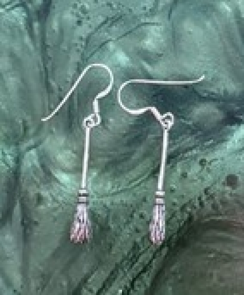 Ohrringe - Hexen Besen - Sterlingsilber - 1 Paar