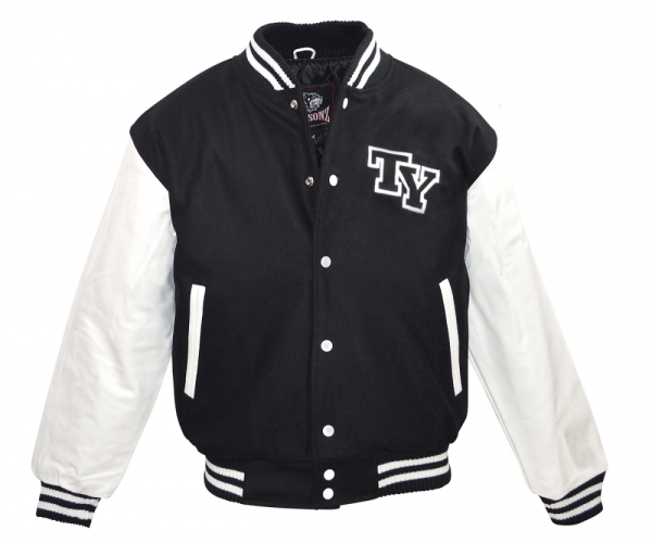 Baseball Jacke - TY Logo - schwarz - weiß Baseball Jacke - TY Logo - schwarz - weiß