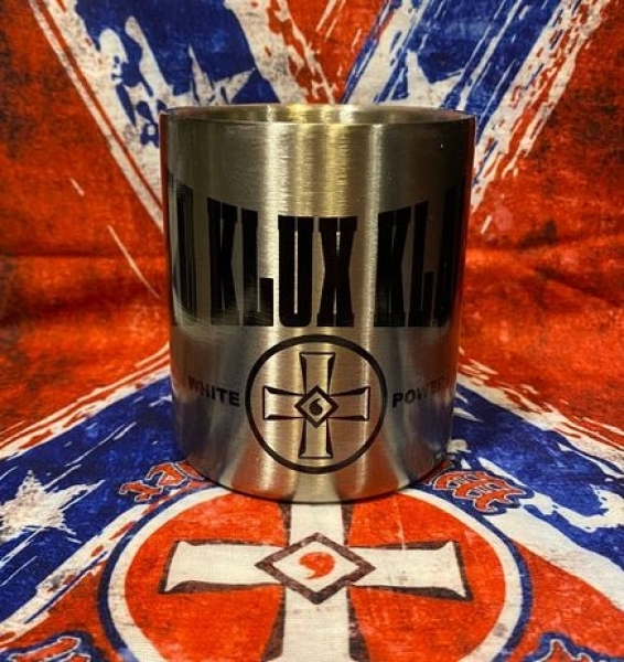 Edelstahltasse mit Karabinerhakengriff - KKK - White Power