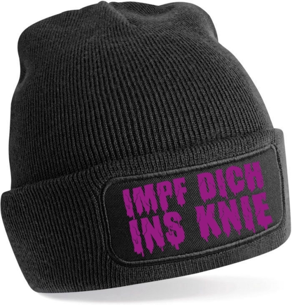 Mütze - BD - Impf dich ins Knie - schwarz/lila Mütze - BD - Impf dich ins Knie - schwarz/lila