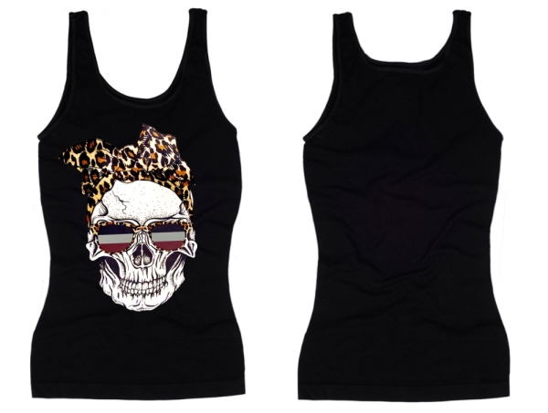Frauen Top - Leoparden Schädel - schwarz Frauen Top - Leoparden Schädel - schwarz