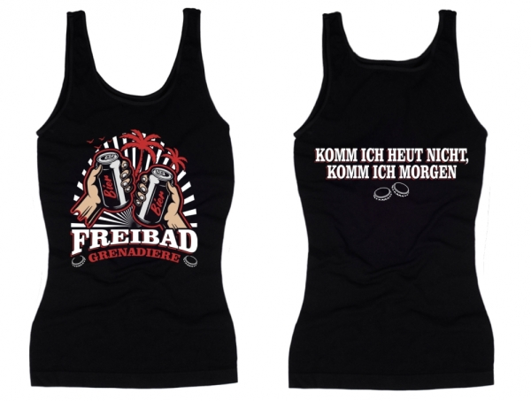Frauen Top - Freibadgrenadiere - Komm ich heut nicht, komme ich morgen - schwarz Frauen Top - Freibadgrenadiere - Komm ich heut nicht, komme ich morgen - schwarz