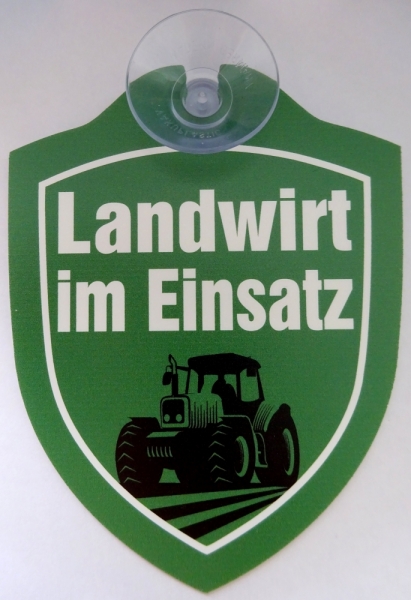 Schild mit Saugnapf - Landwirt im Einsatz Schild mit Saugnapf - Landwirt im Einsatz