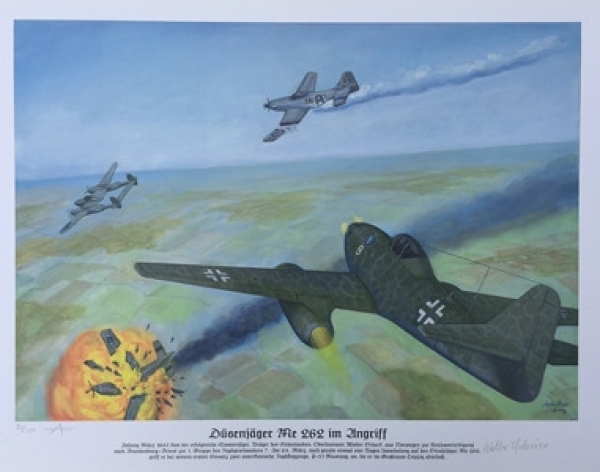 Poster - Kunstdruck - Düsenjäger Me 262 im Angriff Poster - Kunstdruck - Düsenjäger Me 262 im Angriff