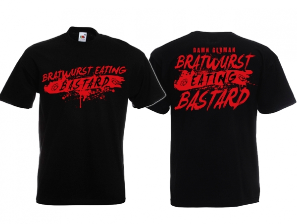 Frauen T-Shirt - Bratwurst eating Bastard - schwarz/rot Frauen T-Shirt - Bratwurst eating Bastard - schwarz/rot