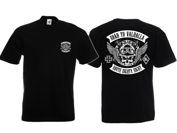 Frauen T-Shirt - Biker - Road to Valhalla - Route 88 - Motiv 2 - schwarz/weiß Frauen T-Shirt - Biker - Road to Valhalla - Route 88 - Motiv 2 - schwarz/weiß