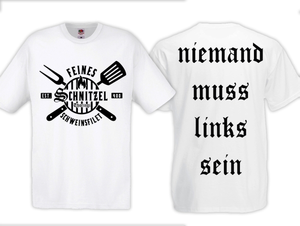 Frauen T-Shirt - Feines Schnitzel Schweinsfilet - weiß/schwarz Frauen T-Shirt - Feines Schnitzel Schweinsfilet - weiß/schwarz