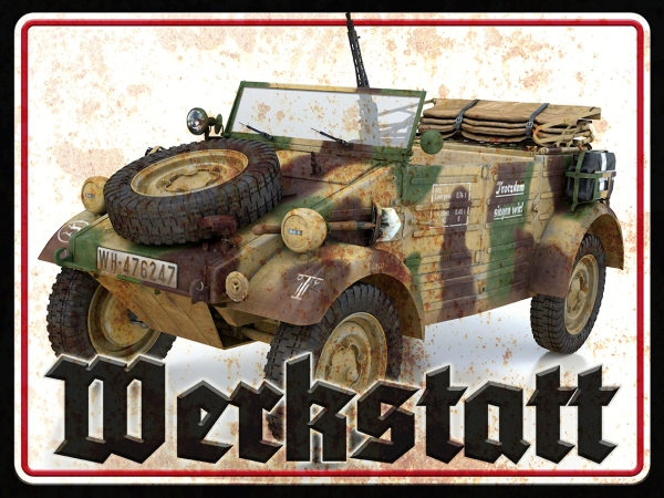 Blechschild - 30x40cm - Werkstatt - VW Kübelwagen Blechschild - 30x40cm - Werkstatt - VW Kübelwagen