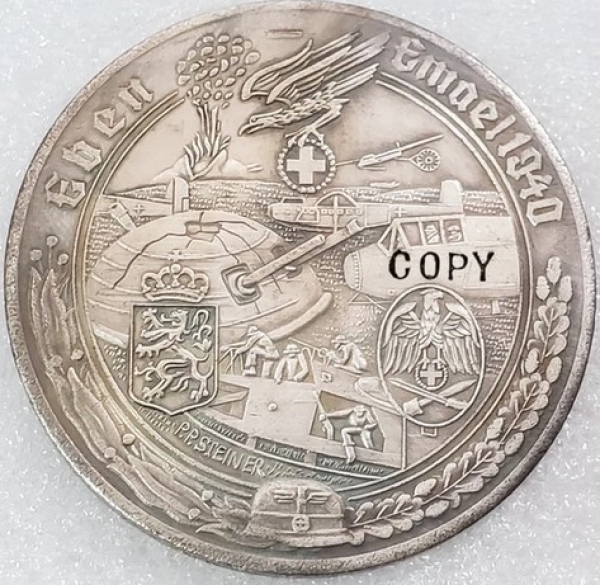 Medallie - Eben Emael 1940 - silbern - Sammleranfertigung Medallie - Eben Emael 1940 - silbern - Sammleranfertigung