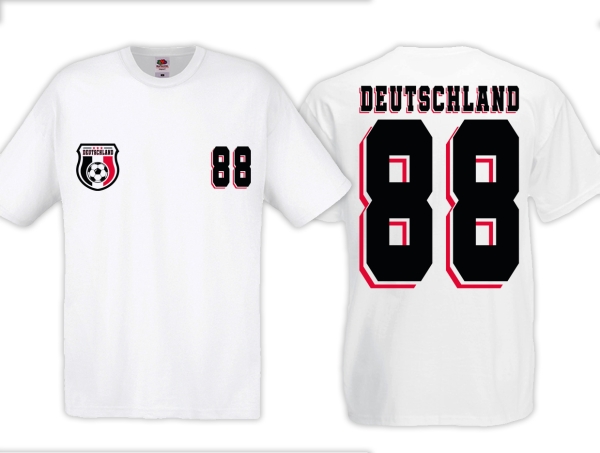 Frauen T-Shirt - Fußball - Deutschland - Trikot 88 - Motiv 1 - weiß Frauen T-Shirt - Fußball - Deutschland - Trikot 88 - Motiv 1 - weiß