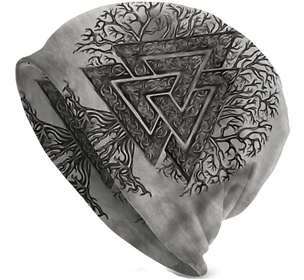 Beanie - Valknut mit Lebensbaum - grau (72) Beanie - Valknut mit Lebensbaum - grau (72)
