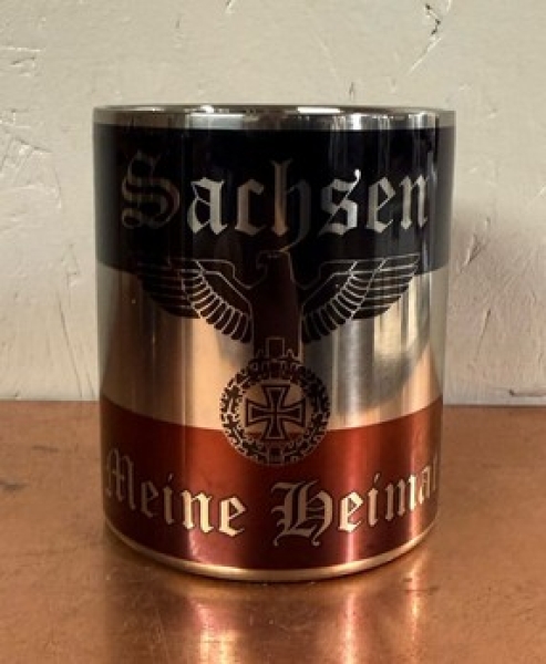 Edelstahltasse mit Karabinerhakengriff - Sachsen meine Heimat