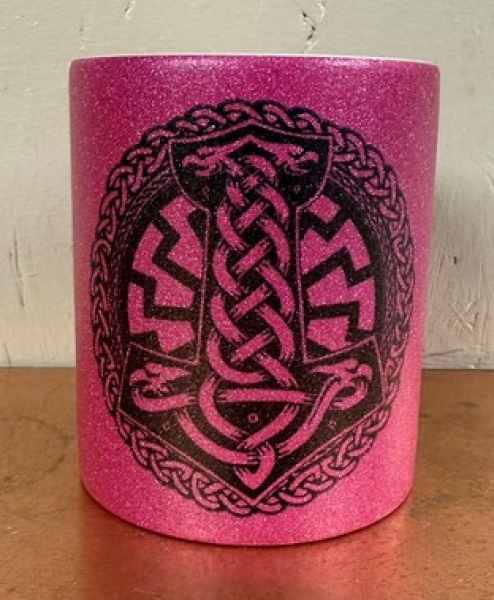 Glitzer Tasse - purple - Thors Hammer mit Schwarzer Sonne Glitzer Tasse - purple - Thors Hammer mit Schwarzer Sonne