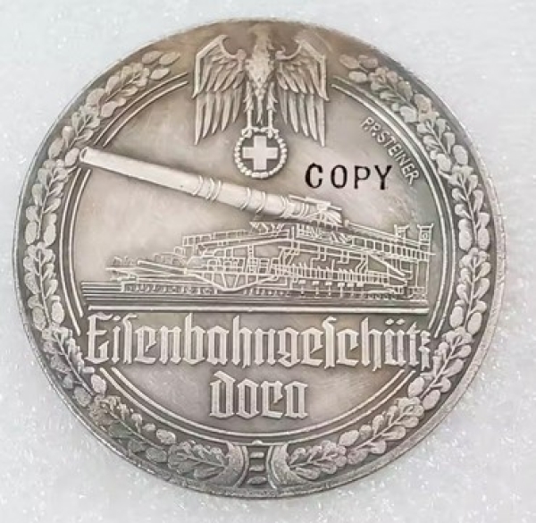 Medallie - Eisenbahngeschütz Dora - silbern - Sammleranfertigung Medallie - Eisenbahngeschütz Dora - silbern - Sammleranfertigung