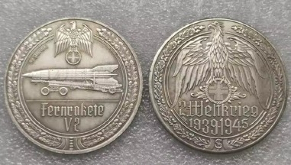Medallie - Fernrakete V2 - silbern - Sammleranfertigung Medallie - Fernrakete V2 - silbern - Sammleranfertigung