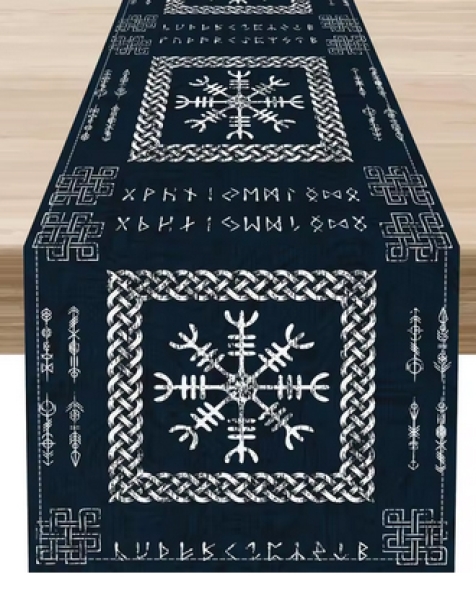 Tischläufer - Wikinger Kompass - schwarz Tischläufer - Wikinger Kompass - schwarz