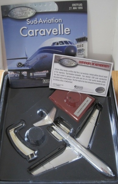 Model - Sud-Aviation Caravelle 1955 - 1:200 Atlas Silver Classic Collection Flugzeugmodell +++EINZELSTÜCK+++ Model - Sud-Aviation Caravelle 1955 - 1:200 Atlas Silver Classic Collection Flugzeugmodell +++EINZELSTÜCK+++