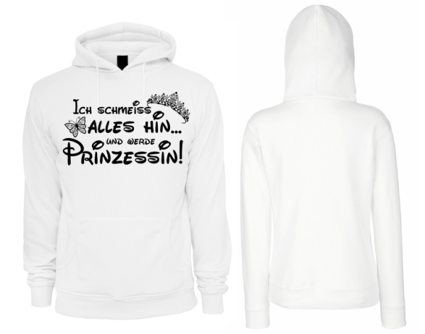 Frauen - Kapuzenpullover - Prinzessin - schwarz/weiß Frauen - Kapuzenpullover - Prinzessin - schwarz/weiß