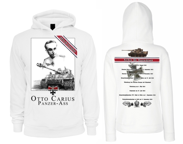 Frauen - Kapuzenpullover - Helden für Deutschland - Otto Carius - weiß Frauen - Kapuzenpullover - Helden für Deutschland - Otto Carius - weiß