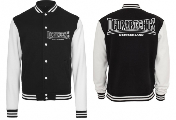 Frauen College Jacke - schwarz/weiß - Ultrarechts Deutschland - Motiv 2 Frauen College Jacke - schwarz/weiß - Ultrarechts Deutschland - Motiv 2