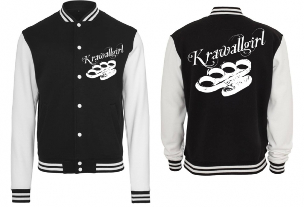 Frauen College Jacke - schwarz/weiß - Krawallgirl - weiß Frauen College Jacke - schwarz/weiß - Krawallgirl - weiß