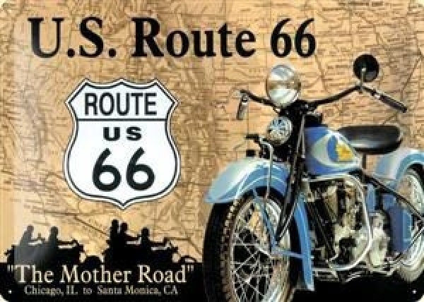Blechschild - Route 66 20x30cm (162) Blechschild - Route 66 20x30cm (162)