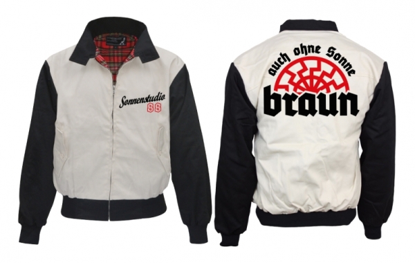 Harrington Jacke - bedruckt - schwarz/weiß - Sonnenstudio 88 Harrington Jacke - bedruckt - schwarz/weiß - Sonnenstudio 88