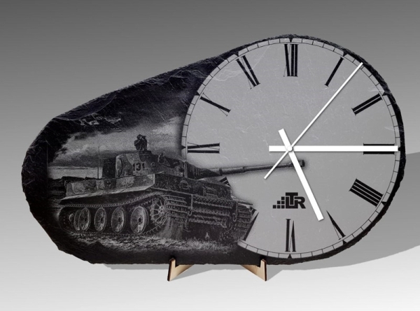 Standuhr aus Naturschiefer - Tiger Standuhr aus Naturschiefer - Tiger