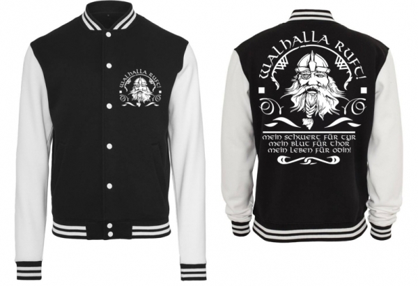 Frauen College Jacke - schwarz/weiß - Walhalla Ruft Frauen College Jacke - schwarz/weiß - Walhalla Ruft