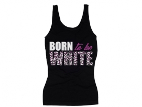 Frauen Top - Born to be white - Leopard - schwarz/pink Frauen Top - Born to be white - Leopard - schwarz/pink