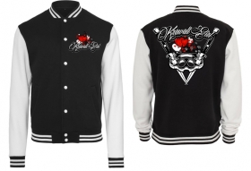 Frauen College Jacke - schwarz/weiß - Krawallgirl - Motiv 3 Frauen College Jacke - schwarz/weiß - Krawallgirl - Motiv 3