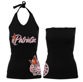 Frauen Neckholder Top - Patriotin - schwarz/pink Frauen Neckholder Top - Patriotin - schwarz/pink