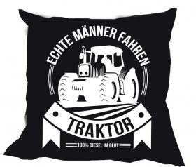 Kissen - Echte Männer fahren Traktor - schwarz/weiß Kissen - Echte Männer fahren Traktor - schwarz/weiß