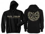 Kapuzenpullover - Aryan Warrior - Vegvisir Runenschrift - schwarz/beige Kapuzenpullover - Aryan Warrior - Vegvisir Runenschrift - schwarz/beige
