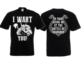 T-Hemd - I want You - For the battle of Ragnarok - schwarz/weiß T-Hemd - I want You - For the battle of Ragnarok - schwarz/weiß