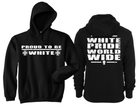 Kapuzenpullover - Proud to be White - schwarz/weiß Kapuzenpullover - Proud to be White - schwarz/weiß