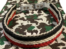 Hundehalsband - schwarz-weiß-rot - Paracord - massive - groß Hundehalsband - schwarz-weiß-rot - Paracord - massive - groß
