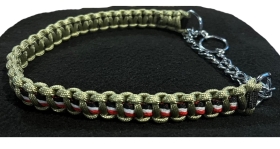 Hundehalsband - Cobra - oliv - schwarz-weiß-rot - Variante 1 Hundehalsband - Cobra - oliv - schwarz-weiß-rot - Variante 1