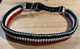 Hundehalsband - schwarz-weiß-rot - massiv - groß - "Germania"
